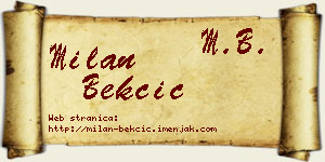 Milan Bekčić vizit kartica